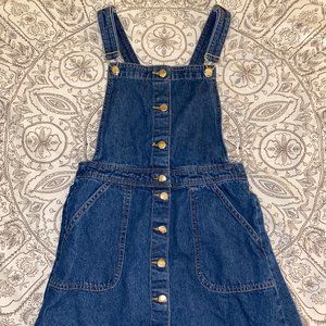 trendy dark blue overall jean dress (sold)